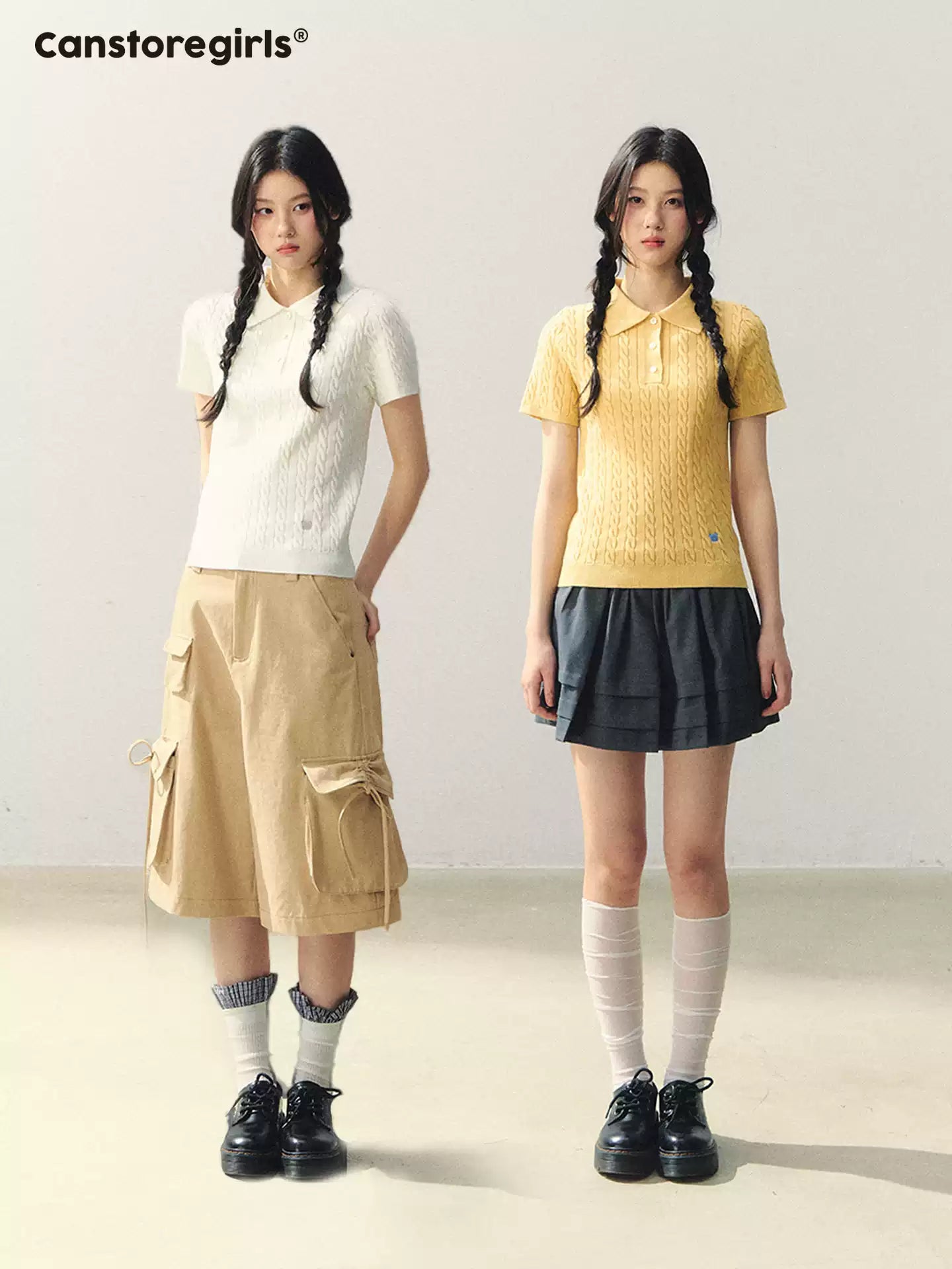 "Colorblock Bear Diary" Knit Polo Tee LL2026020