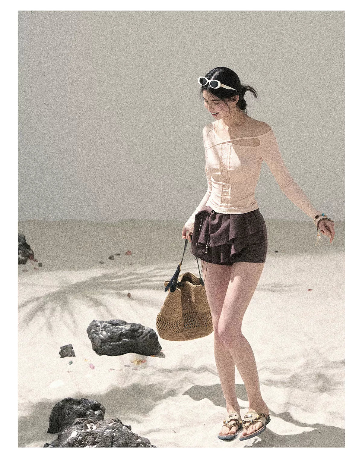 "Layered Petals in Motion" Chestnut Brown Ruffle Skort 5324853