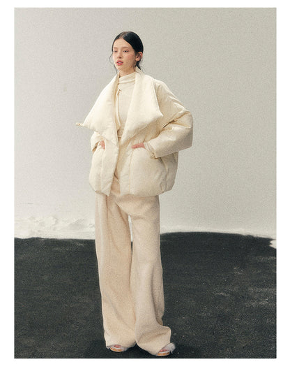 040126 "The Fluffiness of Snow" Down Jacket - Creamy Apricot White