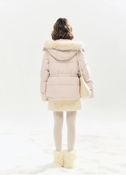 "Blush Cloud Haven" Misty Pink 2-Way Detachable Sleeve Down Jacket & Vest