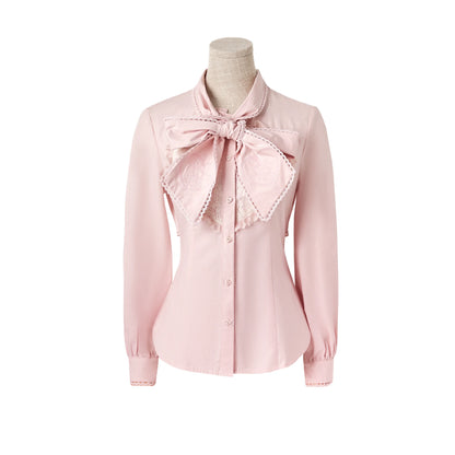 “Melody Academia” Pink Blazer + Blush Pink Shirt + Black & White Plaid Skirt Set