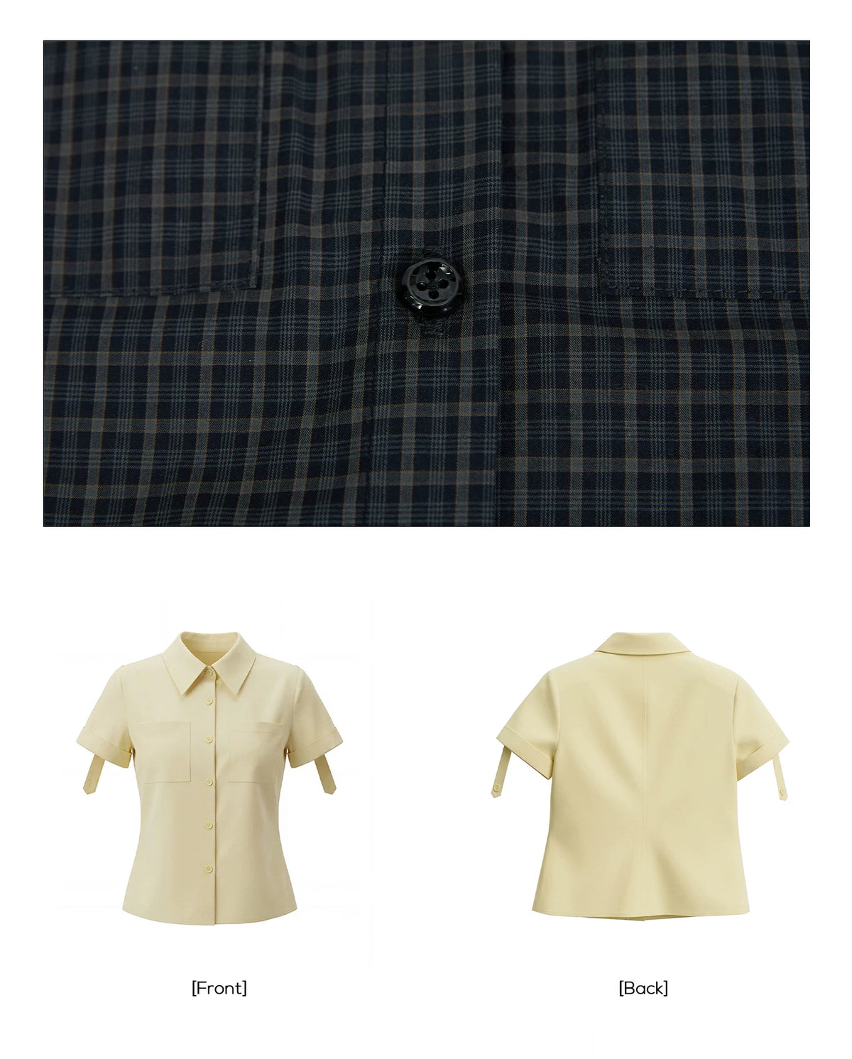 EZEK | Gingham Check Short Sleeve Shirt with Adjustable Sleeves
