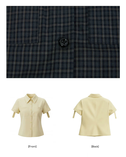EZEK | Gingham Check Short Sleeve Shirt with Adjustable Sleeves