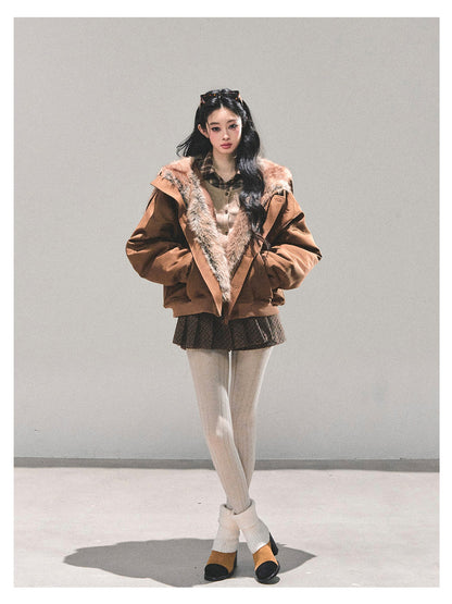 "降落在你怀中" Falling Into You Fleece Jacket - Brown