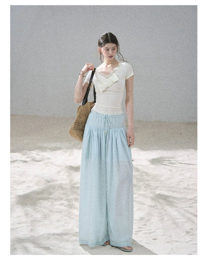 "White Tea Under the Moonlight" White Lace V-Neck Top