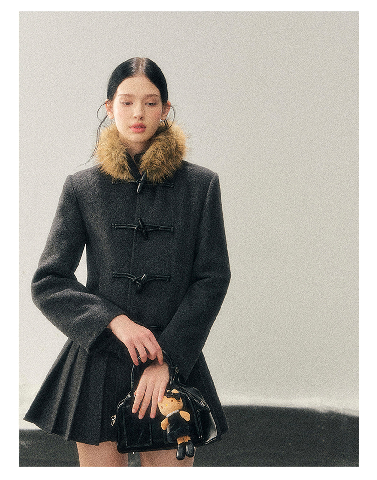 040126 “Winter’s Private Whisper” British Duffle Wool Mid-Length Coat