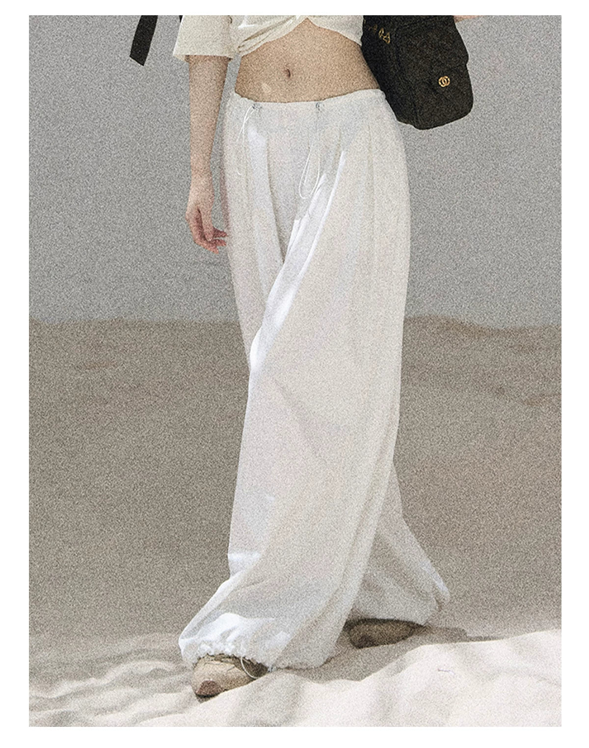 "Lazy Soliloquy" White Peplum Top & Wide-Leg Pants Set