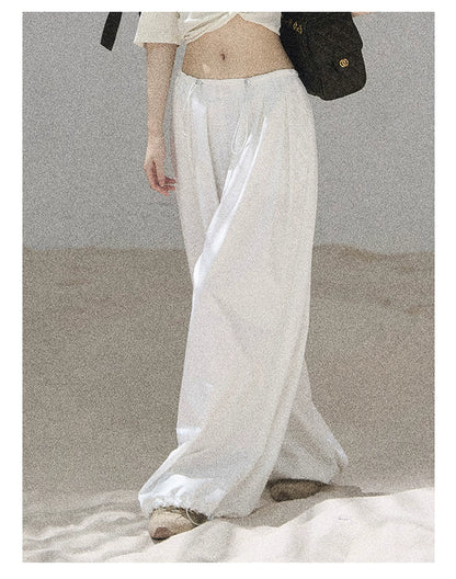 "Lazy Soliloquy" White Peplum Top & Wide-Leg Pants Set