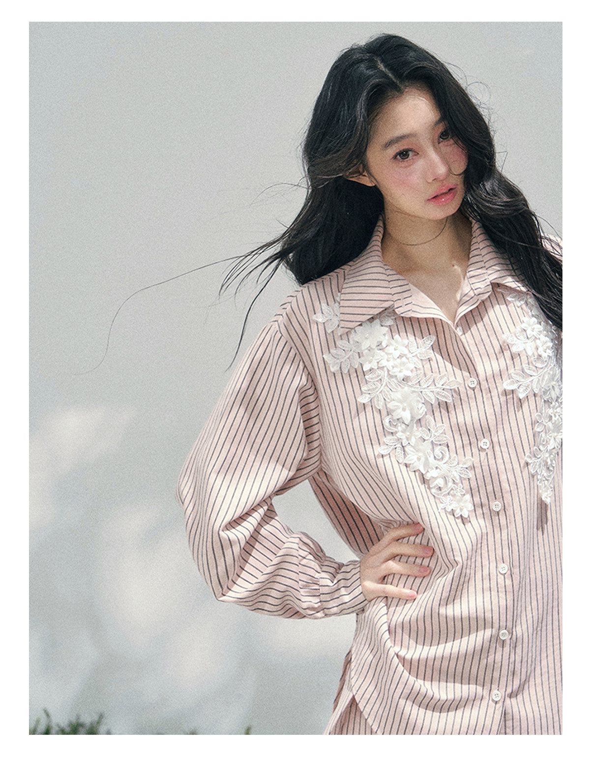 少也眼 "Pink Cloud Reverie" Cinnamon Pink Lace Sweet Two-Piece Skirt Set 563856385
