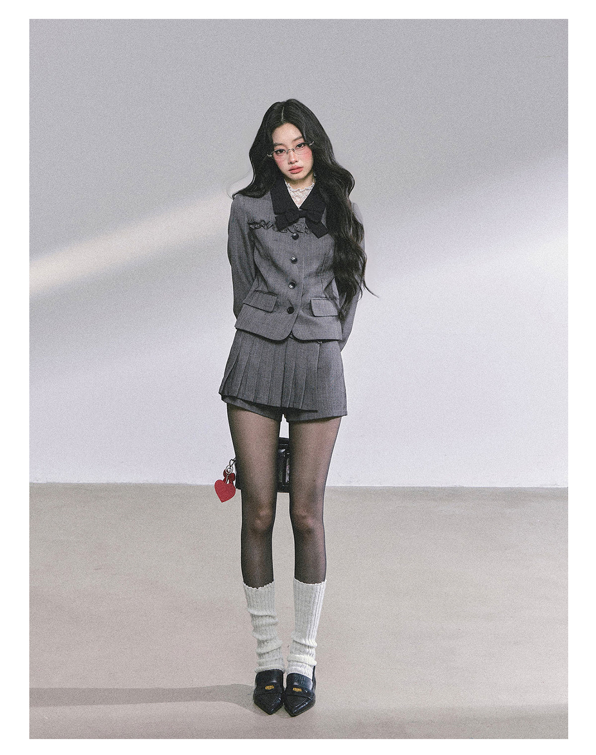 少也眼 “Maxiny Reverie” French Academia Jacket & Pleated Skirt Set