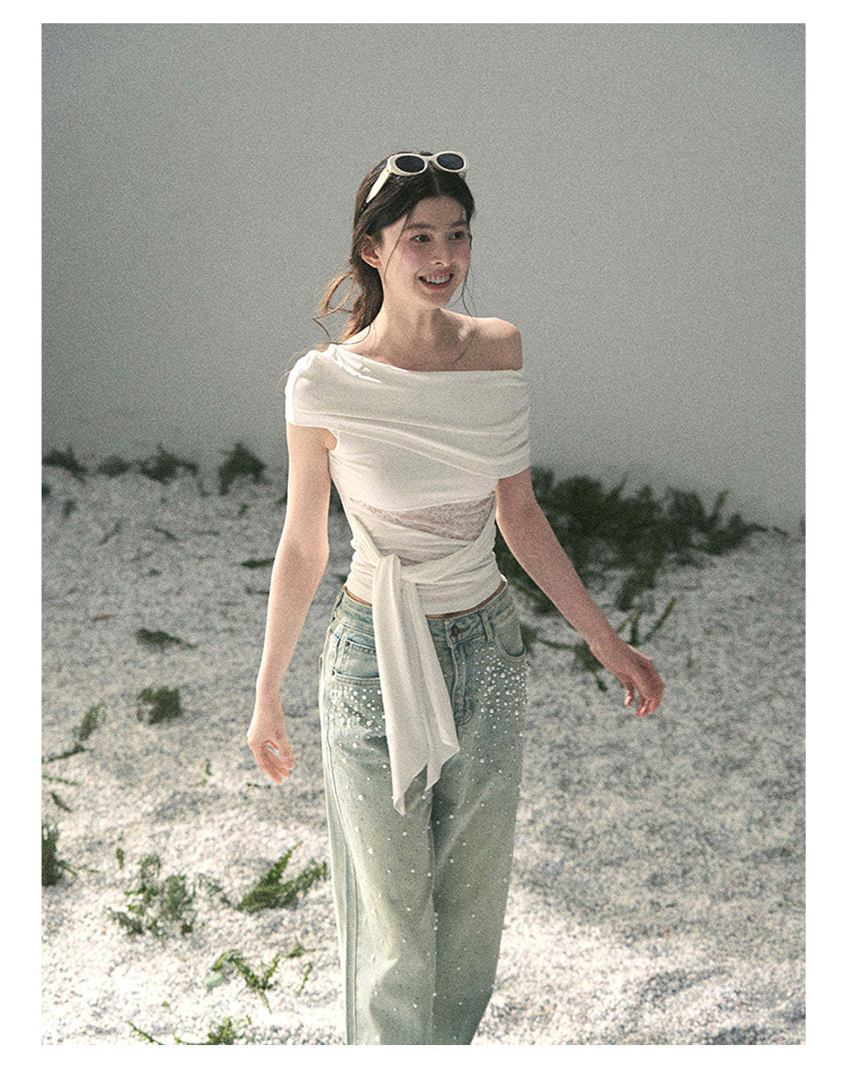 “Cicada Summer” Pure White Lace Cutout Top