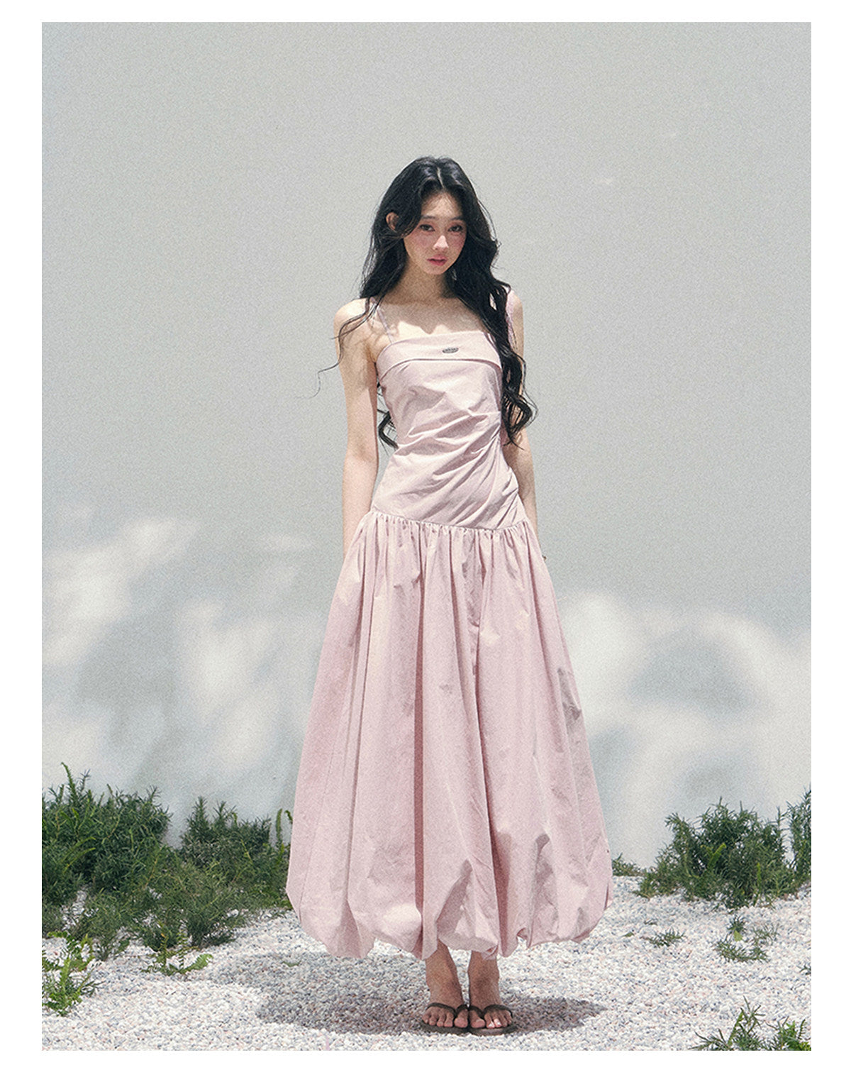 “She Passed Through Bloom Season” Lotus Mauve Bubble Maxi Dress