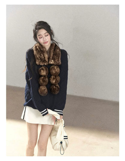 AOMALM - Real Fur Winter Scarf & Neck Warmer