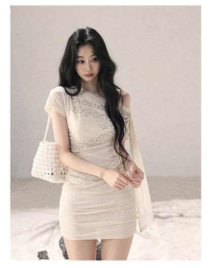 “Frosted Kiss” Milk Apricot Mini Dress