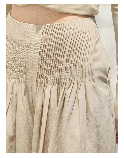“Soft Khaki Whisper” Milk Tea Halter Twist Top & Wide-Leg Trousers