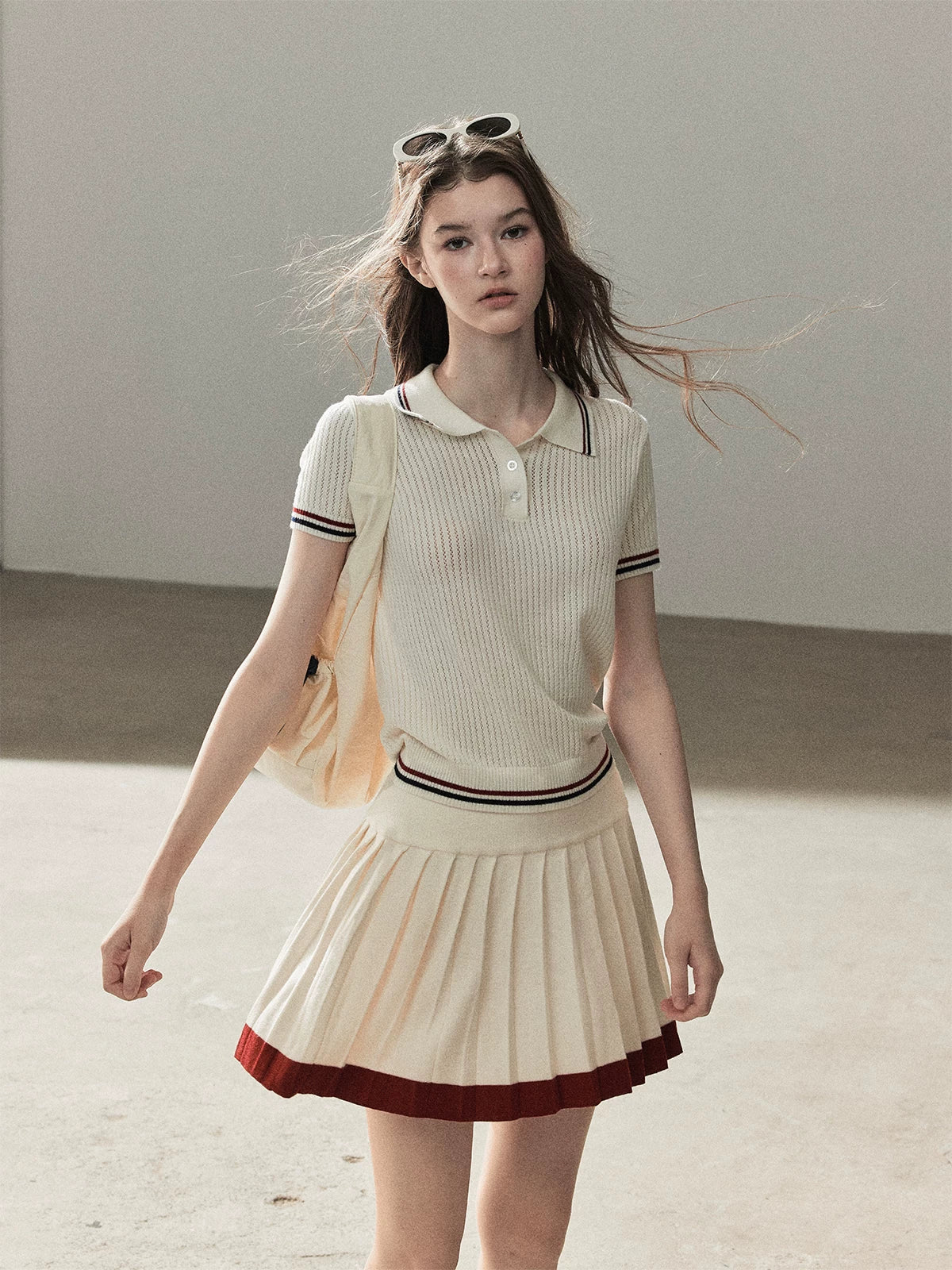 "The Softest Touch" Dutch Cream Collegiate Knit Top & Mini Skirt Set