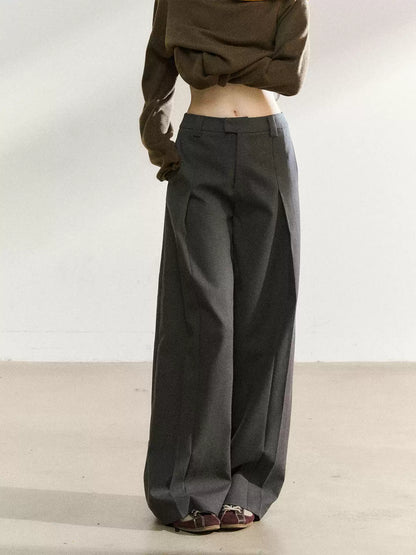 JN's DESIGN - Dark Gray Wide-Leg Tailored Trousers