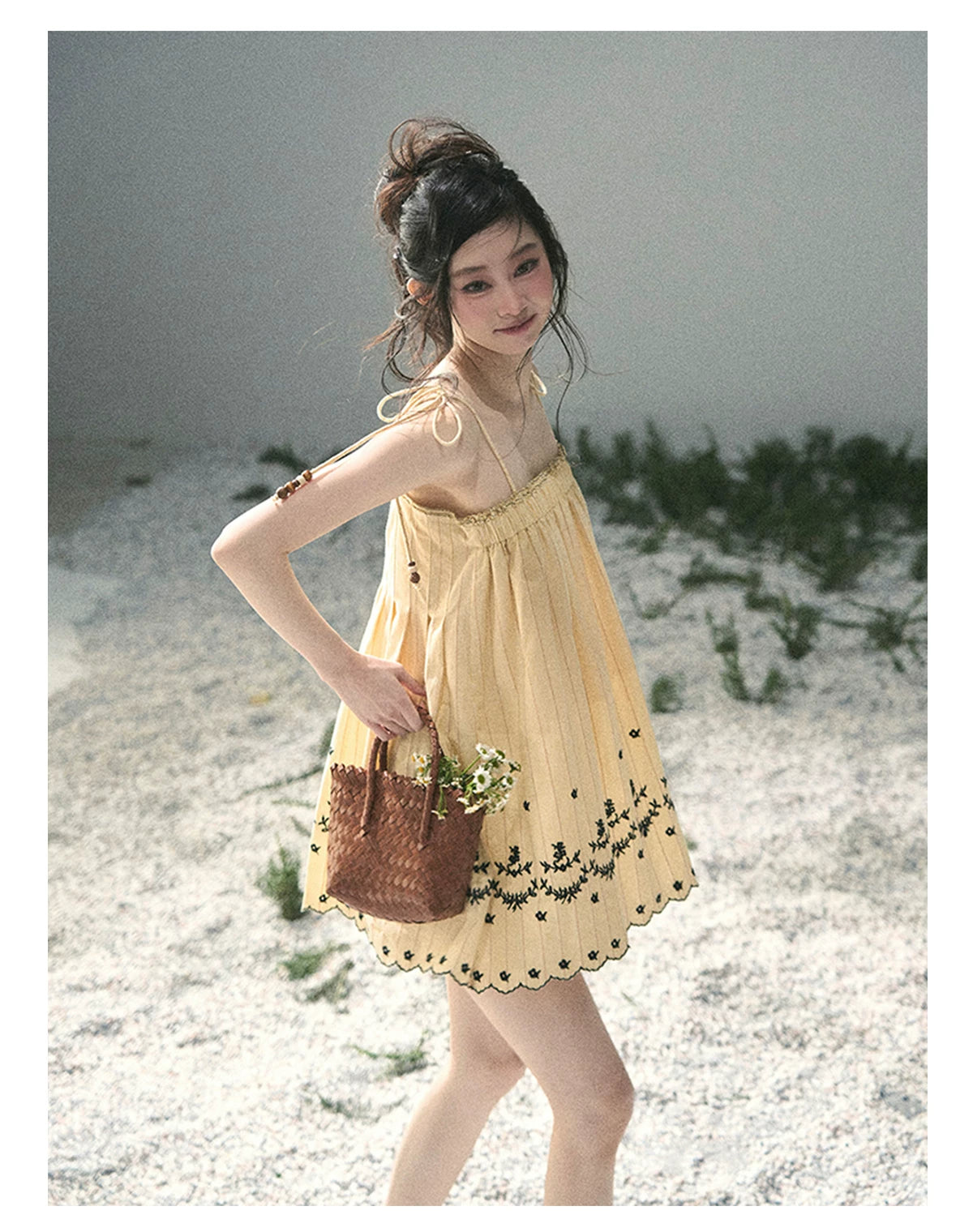 “Ripples Along the Hem” Butter Yellow Reversible Babydoll Dress