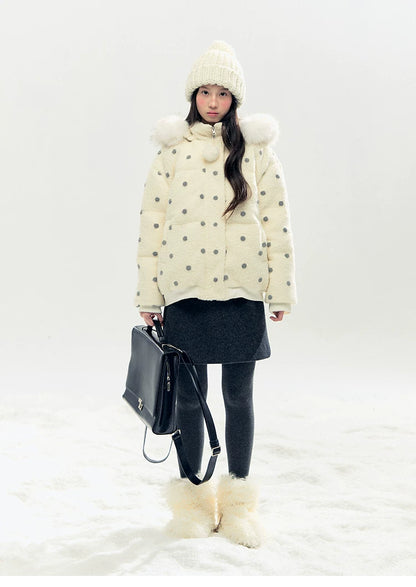 "Morning Mist" A-Line Wool-Blend Mini Skirt (Mist Gray/ Cream Beige)