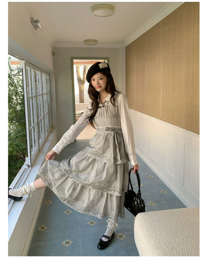 “Woodland Waltz Reverie” Grey Layered Cake Dress