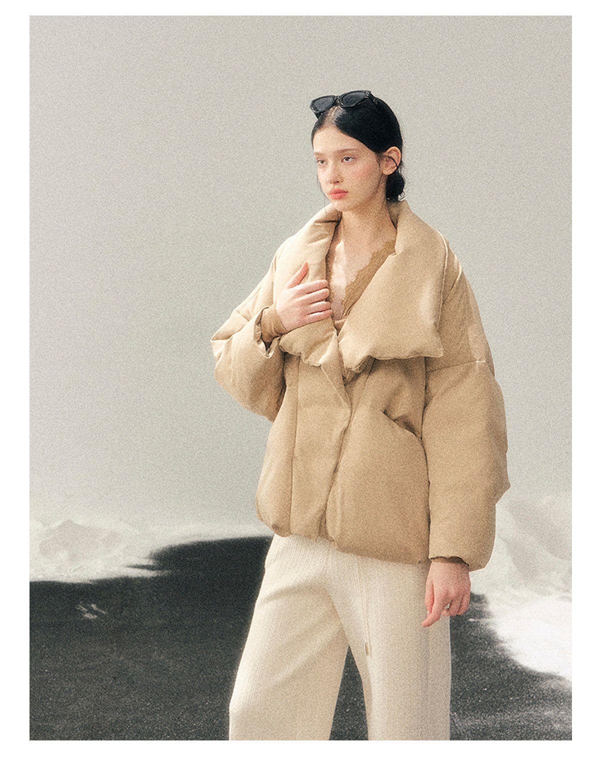 040126 "The Fluffiness of Snow" Down Jacket - Milk Tea Beige