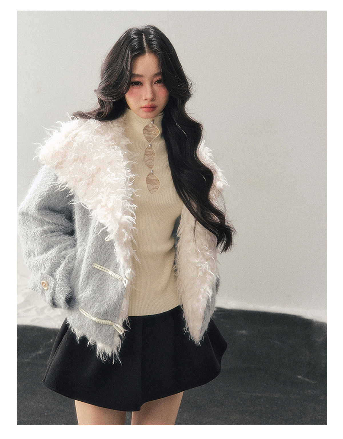 少也眼 "I Drown in Blue" Padded Winter Coat - Glacier Blue