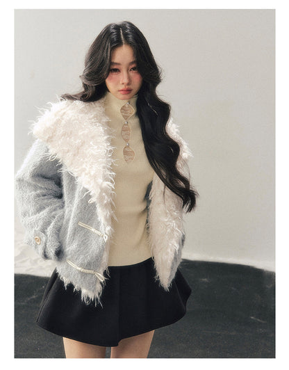少也眼 "I Drown in Blue" Padded Winter Coat - Glacier Blue