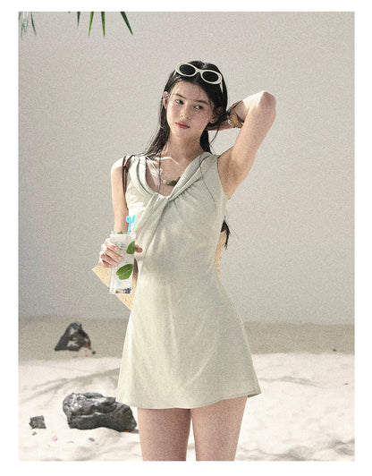 "Botanical Whisper" Sage Mist V-Neck Dress