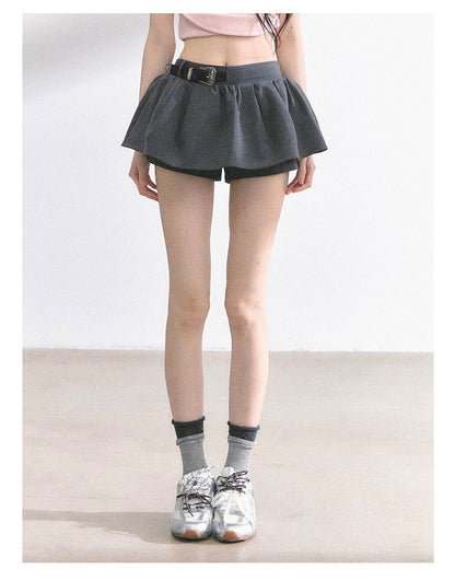 少也眼 "Annie Academy" A-Line Puff Mini Skirt - Gray