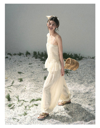 "Fallen Into Your Gaze" Dutch Cheese Lace Top & Jogger Pants Two-Piece Set