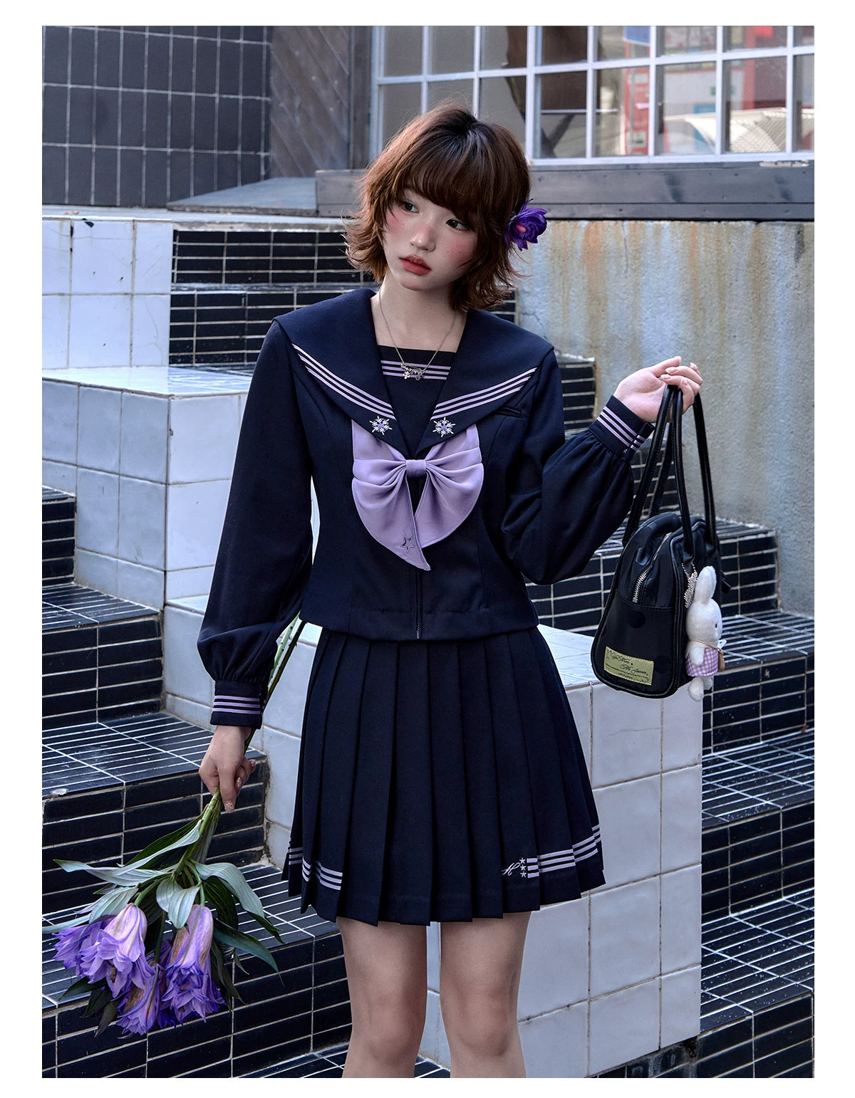 "Whispering Snow Lily" Sailor Uniform Collection (Top/ Skirt/ Ribbon Tie)