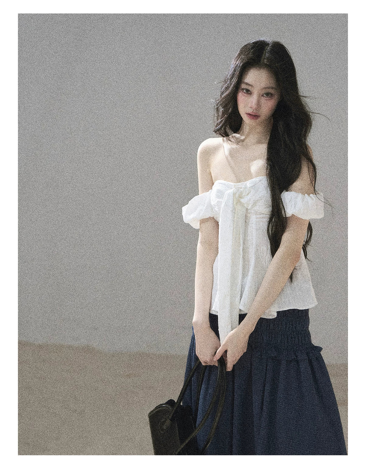 "Lazy Soliloquy" White Peplum Top & Wide-Leg Pants Set