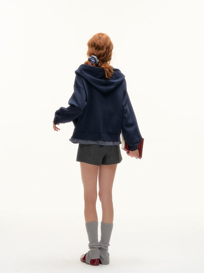 ASGONY - Faux Two-Piece Zip-Up Hoodie Jacket (Deep Navy)