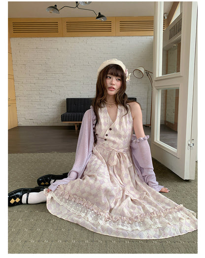 “Lavender Mist Sonata” Taro Purple Lace Slip Dress