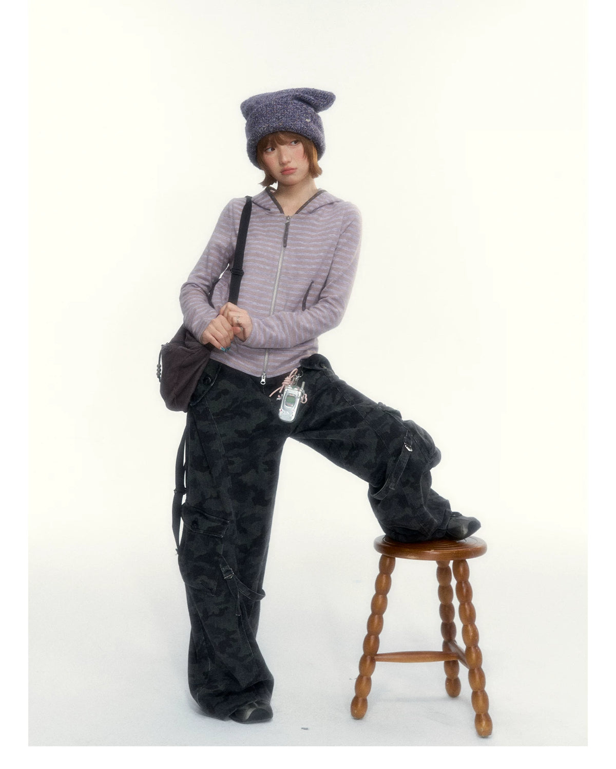 Camouflage Washed Wide-Leg Utility Pants