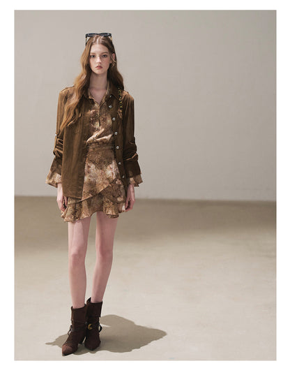 170726 "Scattered Across the Dunes" Rich Cocoa Utility Shirt with Belt
