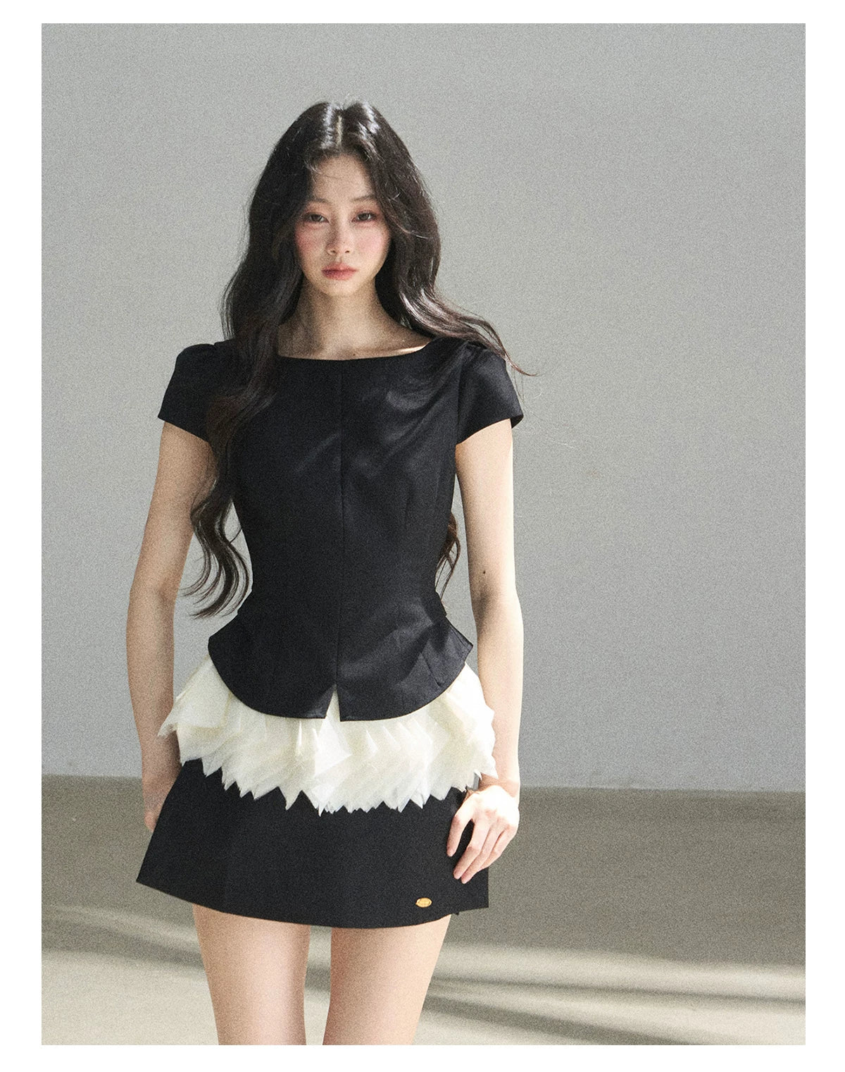 "Her Black & White Poem" Elegant Contrast Two-Piece Set