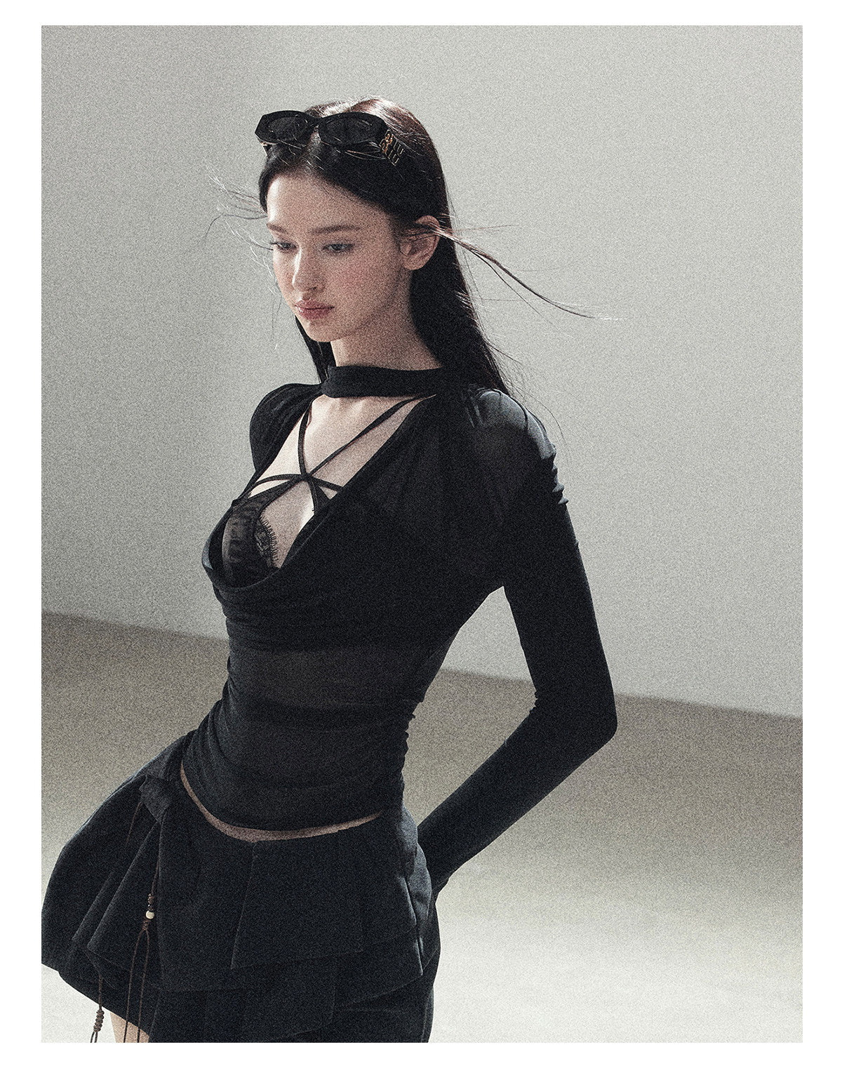 170726 "Barely There" Tranquil Black Sheer Halter Cover-Up