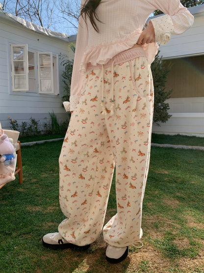 “Dream Pony Picnic” Apricot Pony Print Lounge Pants