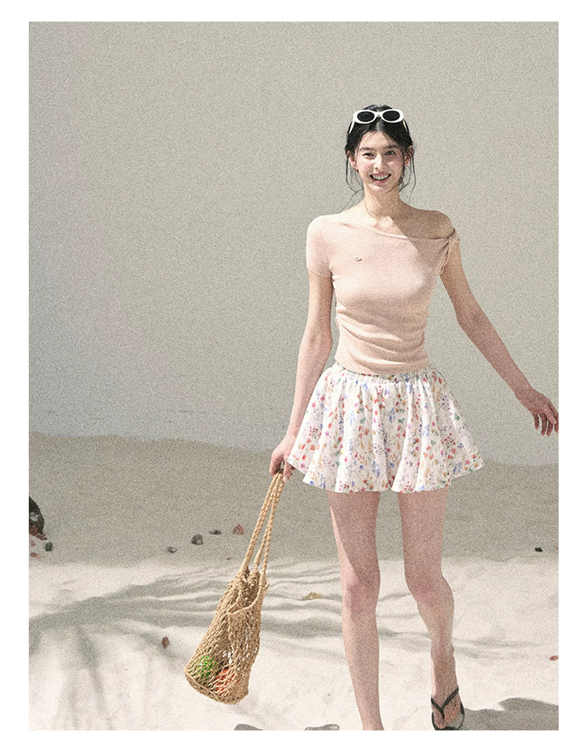 "Shape of the Wind" Soft Pink One-Shoulder Twist Crop Top 6556585