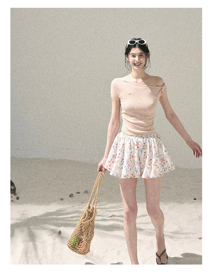 "Shape of the Wind" Soft Pink One-Shoulder Twist Crop Top 6556585