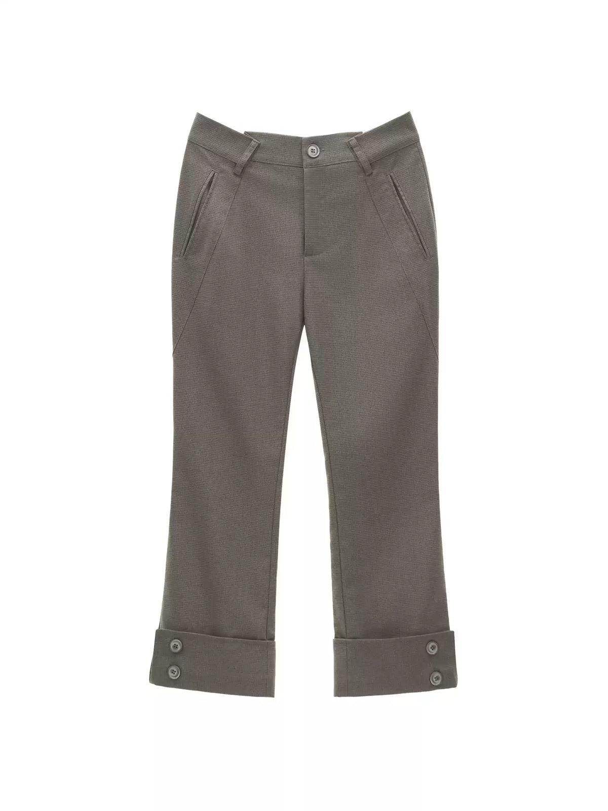 MAMC - Gray Asymmetric Muse Cropped Flare Trousers