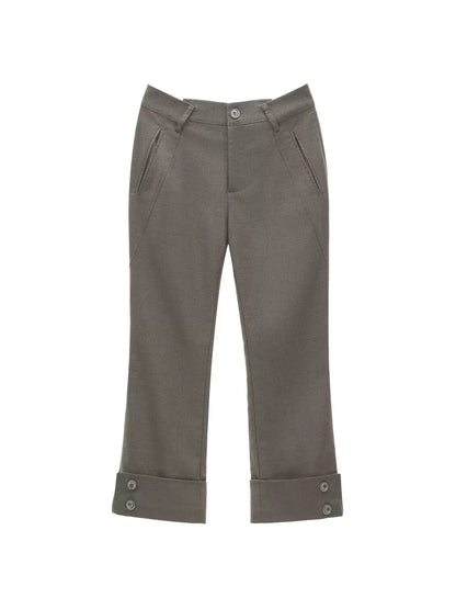 MAMC - Gray Asymmetric Muse Cropped Flare Trousers