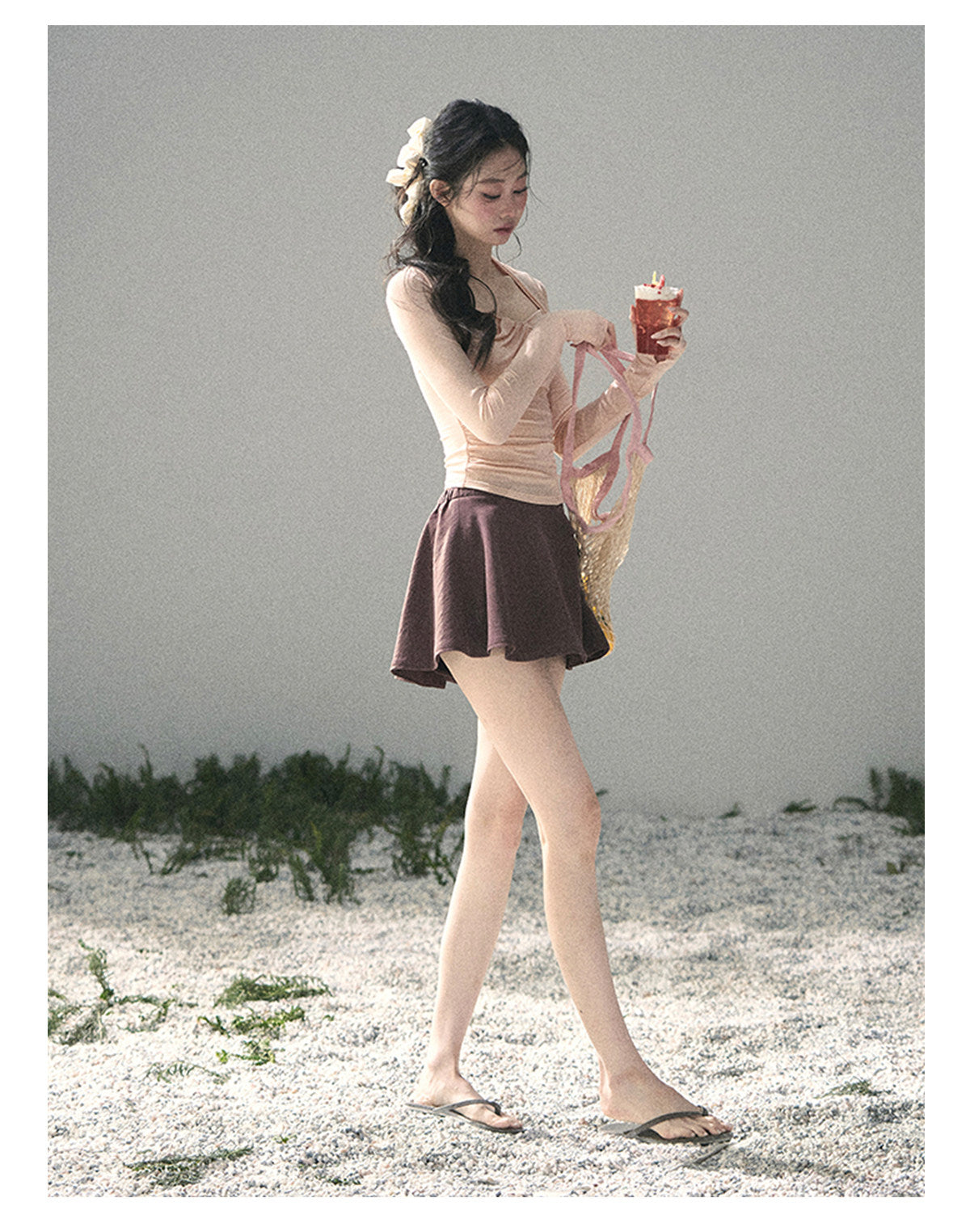 “Soft Evening Breeze” Coral Pink Layered Halter Top