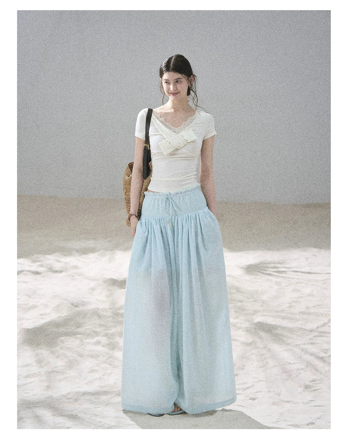 "White Tea Under the Moonlight" White Lace V-Neck Top