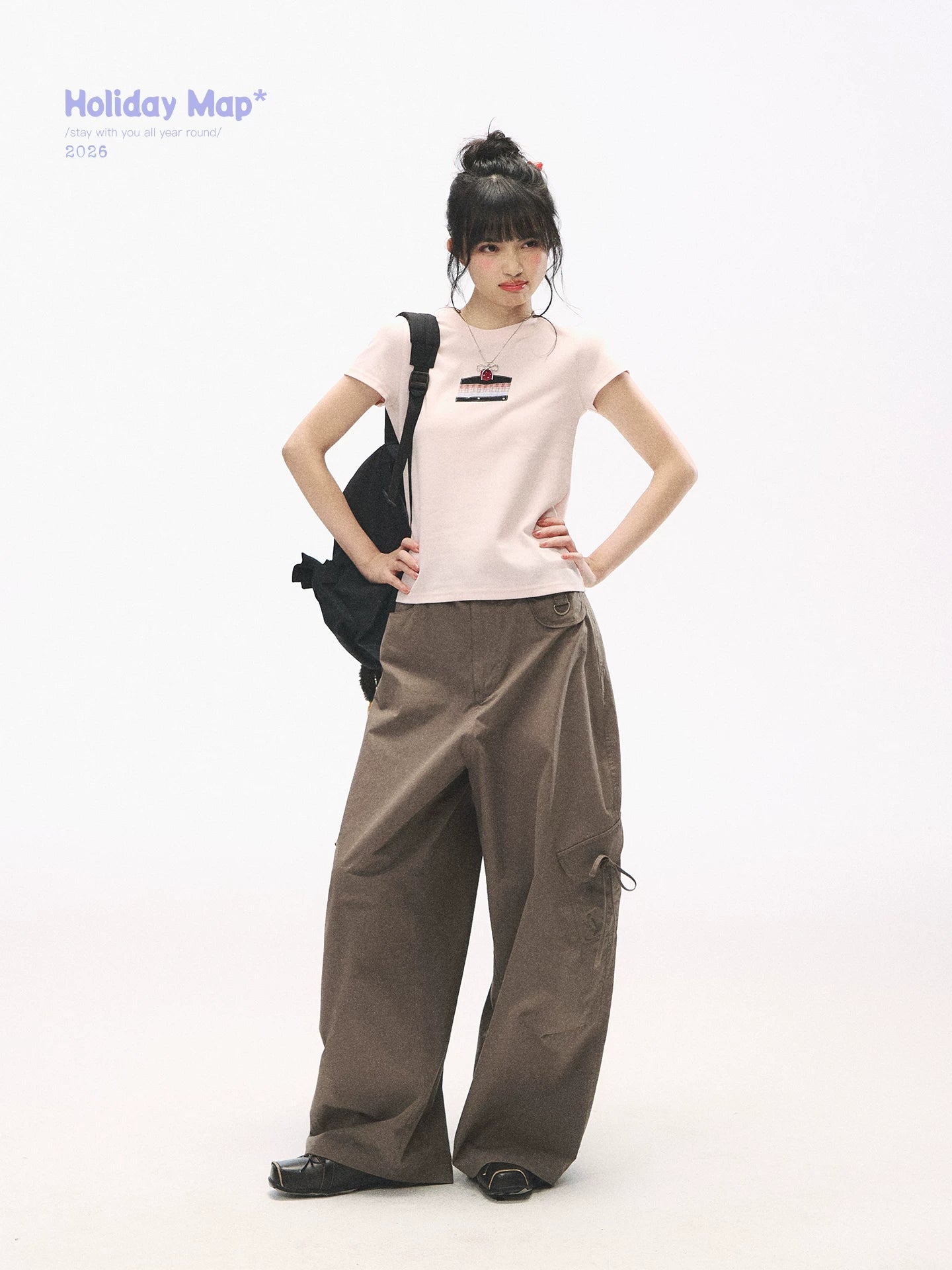"Strawberry Shortcake Mood" Peach Pink Patchwork Cake Graphic Cotton Tee