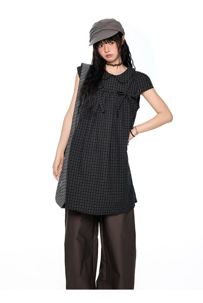 EZEK | Peter Pan Collar Gingham Shirt with Bubble Sleeves