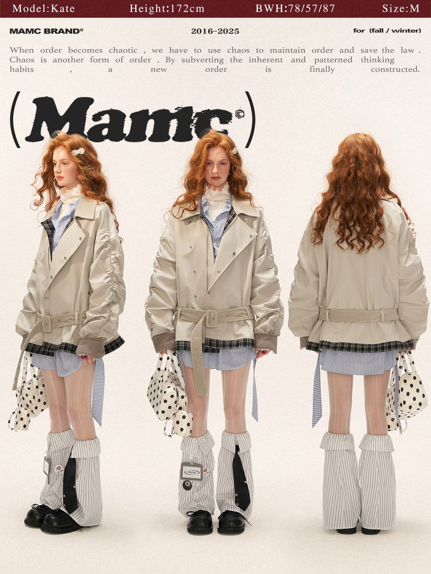 MAMC - Light Gray Corduroy Collar Plaid Patch Jacket WE848