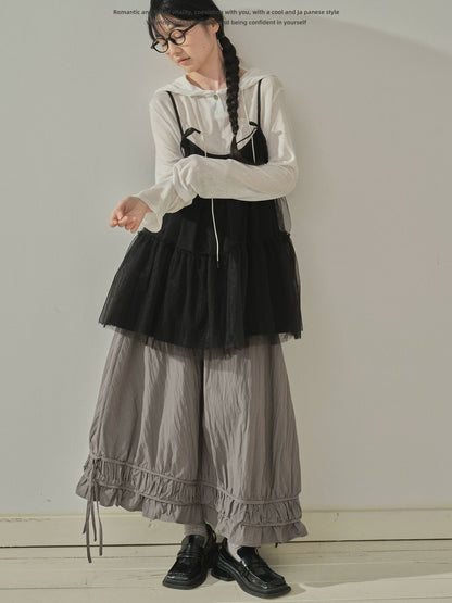 "Quiet Form" Mist Gray A-Line Maxi Skirt