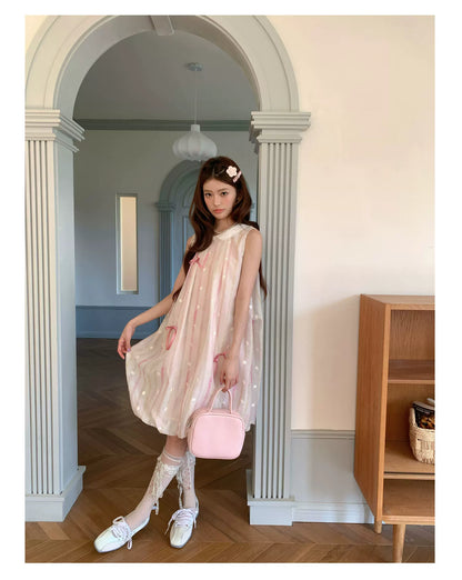 “Peach Soda Dream” Blush Pink Bubble Hem Dress